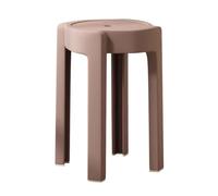 LEIYTFE Lot De 4 Tabouret en Plastique sans Dossier Tabouret Ronds Empilables pour Le Salon Tabourets D'appoint, Tabourets Empilables Colorés De 45 Cm De Hauteur(Bruin)