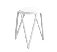 LEIYTFE Lot De 4 Tabouret en Plastique Tabouret Empilables Et Emboîtables, Tabourets sans Dossier pour La Décoration des Salles De Classe,Tabourets D'extérieur Portables Et Temporaires(Bianco)