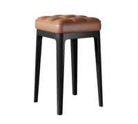 LEIYTFE Lot De 4 Tabourets Empilables en Cuir pour Salon, Tabourets Empilables De 45 Cm avec Assise en Cuir, Tabouret De Bar pour Salle À Manger,Tabouret De Maquillage(Bruin,Black-Leg)