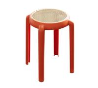 LEIYTFE Lot De 4 Tabourets Empilables Portables pour L'école, Le Salon Ou Les Fêtes, Tabouret De Bar Empilables pour Cuisine Chaise De Petit-déjeuner avec Assise Respirante(Rosso)