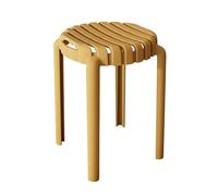 LEIYTFE Lot De 4 Tabourets en Plastique Ajourés Tabourets Empilables Et Emboîtables, Ronds Et Colorés, Tabourets De Bar Empilables, Hauteur De Comptoir Chaises pour Salle À Manger(Yellow)