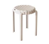 LEIYTFE Lot De 4 Tabourets en Plastique Ajourés Tabourets Empilables Et Emboîtables, Ronds Et Colorés, Tabourets De Bar Empilables, Hauteur De Comptoir Chaises pour Salle À Manger(Bianco)