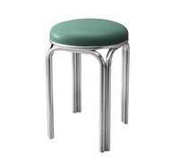 LEIYTFE Lot De 4 Tabourets Ronds Empilables,Tabourets Emboîtables Et Faciles À Transporter Assise Rembourrée en Cuir Tabouret De Bar pour Salon, Cuisine,Bureau Ou Salle De roen,Sliver Legs)