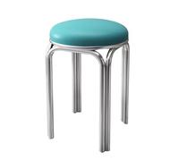 LEIYTFE Lot De 4 Tabourets Ronds Empilables,Tabourets Emboîtables Et Faciles À Transporter Assise Rembourrée en Cuir Tabouret De Bar pour Salon, Cuisine,Bureau Ou Salle De lauw,Sliver Legs)