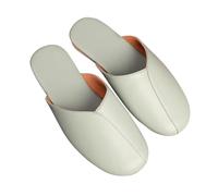 LEIYTFE Pantoufles Muettes en Cuir PU,Pantoufles D'intérieur en Cuir Fermées, Printemps Et Été, Pantoufles D'intérieur en Cuir À Bout Fermé, Pantoufles en Cuir À Fond Souple(Light Green,EUR35-36)