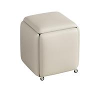 LEIYTFE Pouf Cube Empilable, Tabouret Pouf Gigogne 5 en 1 avec roulettes Pivotantes, Repose-Pieds À Structure Métallique pour Salon, Salle Manger, Chambre Coucher 45 X Cm(Light Grey)