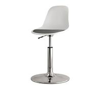 LEIYTFE Short Barstool Swivel 20.4inch Counter Height Bar Stools with Back,(White+Grey Cushion,A)