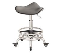 LEIYTFE Tabouret Roulant Robuste avec roulettes, Tabouret Haut Réglable pour Atelier Chaise De Bureau Ergonomique avec Repose-Pieds,pour Bar, Studio De Guitare, Cabinet Médical(Dark Grey,B)
