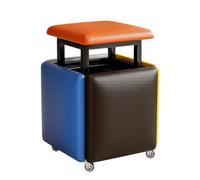 LEIYTFE Tabourets Cubes Empilables Fauteuil Cube Gigogne 5 en 1 Pouf Carré en Cuir avec roulettes Pivotantes, Tabouret De Salon pour Canapé pour Table Basse(5 Colours)