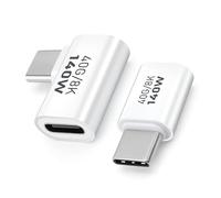 leizhan 140W Adaptateur de Type-C, Droit et 90 Degrés (2 Pack), USB-C OTG pour Une Charge Rapide et Un Transfert de Données Efficace - Blanc