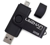 Leizhan 32 Go OTG USB Flash Drive 64 Gb128gb Métal Pendrive pour Android Smart Phone USB2.0 Pen Drive Micro USB pour Samsung, Huawei 32GB Noir