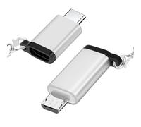 leizhan Adaptateur USB C (2 pièces Argent), Type-C mâle vers Micro Femelle, Micro mâle vers Type-C Femelle, avec Cordon, Compatible avec MacBook Pro, Smartphones, Tablettes, Ordinateurs