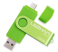 LEIZHAN Clé USB 128Go USB 2.0 OTG 2 en 1 Flash Drive Mémoire Stick pour PC Ordinateur Portable Android Smartphone Tablette-Vert