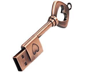 leizhan Clé USB 16Go, Clef USB en Forme de Clé Rétro Métal Mémoire Stick USB 2.0 Pen Drive, Cadeau Personnalisé Femme Homme, Cle USB Cadeau pour Saint-Valentin, Mariage, Anniversaire Cadeau