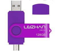 LEIZHAN Clé USB 3.0 128Go OTG Flash Drive Dual Port Mémoire Stick pour Téléphone Android Tablette & PC-Violet