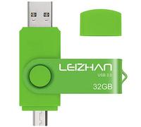 LEIZHAN Clé USB 3.0 32Go OTG Flash Drive Dual Port Mémoire Stick pour Téléphone Android Tablette & PC-Vert