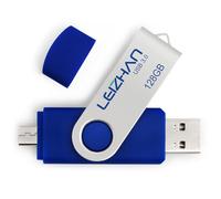 Leizhan Clé USB 3.0 OTG 32 Go 64 Go 128 Go Micro Phone Storage Stick pour téléphone intelligent Android, Samsung Galaxy S7/S6/S5/S4/S3/Note5/4/3/2/A7/A8/A9/C5/C7/Xiaomi/Meizu/HTC/Nokia/Moto/Huawei 128GB(Micro-USB3.0) bleu