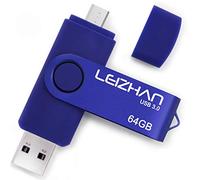 Leizhan Clé USB OTG 32 Go 64 Go 128 Go USB 3.0 pour téléphone portable Android Smart Phone Samsung Galaxy S7/S6/S5/S4/S3/Note5/4/3/2/A7/A8/A9/C5/C7/Xiaomi/Meizu/HTC/Nokia/Moto/Huawei 64GB(Micro-USB3.0) bleu