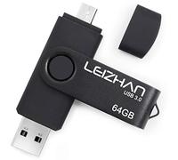 Leizhan Clé USB OTG 32 Go 64 Go 128 Go USB 3.0 pour téléphone portable Android Smart Phone Samsung Galaxy S7/S6/S5/S4/S3/Note5/4/3/2/A7/A8/A9/C5/C7/Xiaomi/Meizu/HTC/Nokia/Moto/Huawei 64GB(Micro-USB3.0) noir