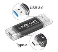 LEIZHAN Clé USB Type C 128 Go,Flash Drive USB 3.0 OTG pour Huawei Samsung Smartphone Android de Type C-Noir