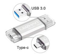 LEIZHAN Clé USB Type C 128 Go OTG,Flash Drive USB 3.0 pour Huawei Samsung Smartphone Android de Type C-Argent