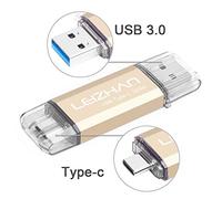 LEIZHAN Clé USB Type C 32 Go,Flash Drive USB 3.0 OTG pour Huawei Samsung Smartphone Android de Type C-Or