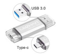 LEIZHAN Clé USB Type C 32 Go,Flash Drive USB 3.0 OTG pour Huawei Samsung Smartphone Android de Type C-Argent