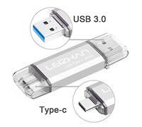 LEIZHAN Clé USB Type C 64 Go,Flash Drive USB 3.0 OTG pour Huawei Samsung Smartphone Android de Type C-Argent