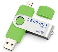 Leizhan Micro Lecteur Flash 32 Go 64 Go 128 Go Pen Drive Jump Drive téléphone Pendrive Clé USB 2.0 pour Samsung Galaxy, Xiaomi, LG, Sony, One-Plus, HTC, Meizu 64 GB Vert