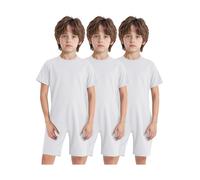 Lejafay 3 Bodies Ensemble Besoins Spéciaux en Coton Body Manches Courtes pour Enfants Garçons et Filles Body avec Fermeture Éclair Larrière Tenue Ville Blanc 15-16 ans