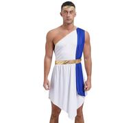 Lejafay Costume D Homme Dieu De L Olympe Toge Grecque Romaine Costume De Pharaon La Rome Antique Pour Carnaval Déguisements D Halloween Tailles M3xl Bleu XXL