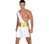 Lejafay Costume De Gladiateur Romain Pour Homme Toge Grecque Antique Une Épaule Costume De Zeus Dieu Grec Déguisements Carnaval Halloween S Xl Blanc L