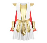 Lejafay Costume Guerrier Romain Antique Mädchen Gladiateurs Soldats Médiévaux Jeu De Rôle Déguisement Dhalloween Fête À Thème De Noël Carnaval Enfant Ans Blanc 13-14 ans