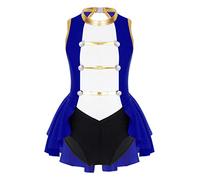 Lejafay Déguisement Cirque Ringmaster Filles Costume de Directrice de Cirque Robe Danse Sans Manches Justaucorps d'halloween Carnaval Tenue de Princesse Bleu royal 5-6 ans