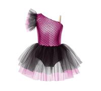 Lejafay Enfant Mädchen Tutu Robe Danse Classique Tenue Patinage Artistique Robes Noël Costume Carnaval Cosplay Elf Robe Princesse Ans Rose Vif 7-8 ans