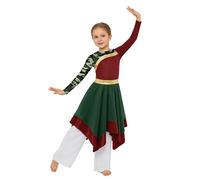 Lejafay Enfants Danse Liturgique Performance Scène Danse Robe De Liturgique pour Filles Robe Chœur pour Filles Célébration Blanc Bordeaux 5-6 Ans