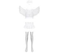 Lejafay Femme Ensemble Complet Costume Dange Avec Des Ailes Saint Valentin | Costume Cosplay Delfe Conte Fées,Ensemble Complet Tenue Dange,Dailes Avec Bandeau,Carnavals,Noël,Carnaval,Fêtes De Toge