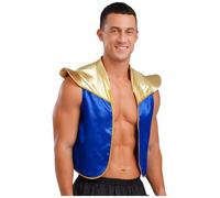Lejafay Hommes Adultes Sans Manches Déguisement Spectacle Pour Hommes Gilet Arabe Avec Devant Ouvert Redingote Prince Arabe Dubaï M Xl Bleu royal 3XL