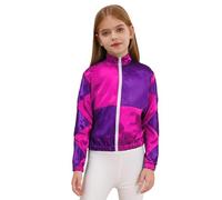 Lejafay Veste Bomber À Fermeture Éclair Unisexe Enfants Veste Brillante Colorée Survêtement Sportif Costume De Cavalier 516 Ans Rose vif 15-16 ans