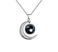 LEJAHAO Collier Signe Astrologique Capricorne Constellation Zodiaque Pendentif Croissant Lune Garcon Galaxie Horoscope Soeur d Amitie Acier Inoxydable