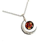 LEJAHAO Collier Signe Astrologique Leo Constellation Zodiaque Pendentif Croissant de Lune Garcon Galaxie Horoscope Soeur d Amitie Acier Inoxydable