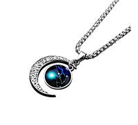 LEJAHAO Collier Signe Astrologique Taureau Constellation Zodiaque Pendentif Croissant de Lune Garcon Galaxie Horoscope Soeur d Amitie Acier Inoxydable