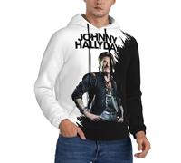 LEJDI Chanteurs Rock Star Hallyday Sweat à Capuche pour Hommes, Pull-Over avec Poche, décontracté, Cordon de Serrage, Doux et Confortable, Manches Longues S-4XL