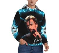 LEJDI Chanteurs Rock Star Hallyday Sweat à Capuche pour Hommes, Pull-Over avec Poche, décontracté, Cordon de Serrage, Doux et Confortable, Manches Longues S-4XL