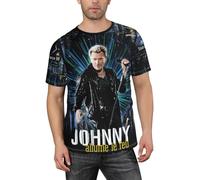 LEJDI Singer Rock Star Casual Hommes Slim-Fit Coton Col Rond Mode Imprimé T-Shirts Travail Été À Manches Courtes Respirant T-Shirt pour Hommes TopX-Large