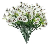Lejelyma 10Pcs Artificial Flowers, 14" Realistic UV Resistant Plastic Flowers for Outdoors Outside Home Planter Porch Window Box Yard Decor