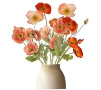 Lejelyma 6Pcs Poppies Flowers Artificial, 24 inch Real Touch Fake Poppies with Long Stem, Red Artificial Flowers for Wedding Home Party Table Decor