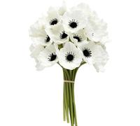 Lejelyma Anemone Flowers Artificial, 10PCS 11 inch Real Touch Artificial Poppies, Reusable Fake Flowers Bouquet for Home Office Desk Vase Decor