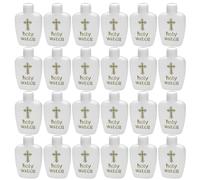 Lejelyma Bouteille d'eau bénite, récipient à eau bénite de 30 pcs 60 ml avec couvercle à vis, bouteilles en plastique avec croix en or pour Halloween, fête du baptême, bouteille d'église