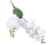 Lejelyma Fake Orchid, 20 inch Artificial Orchids That Look Real, Realistic Low-Maintenance Decorative Faux Orchid for Weddings Celebrations Home Bonsai Garden, White